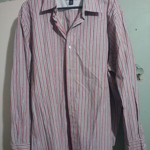 Men's Banana Republic red and grey striped long sleeve button up‎ shirt XXL